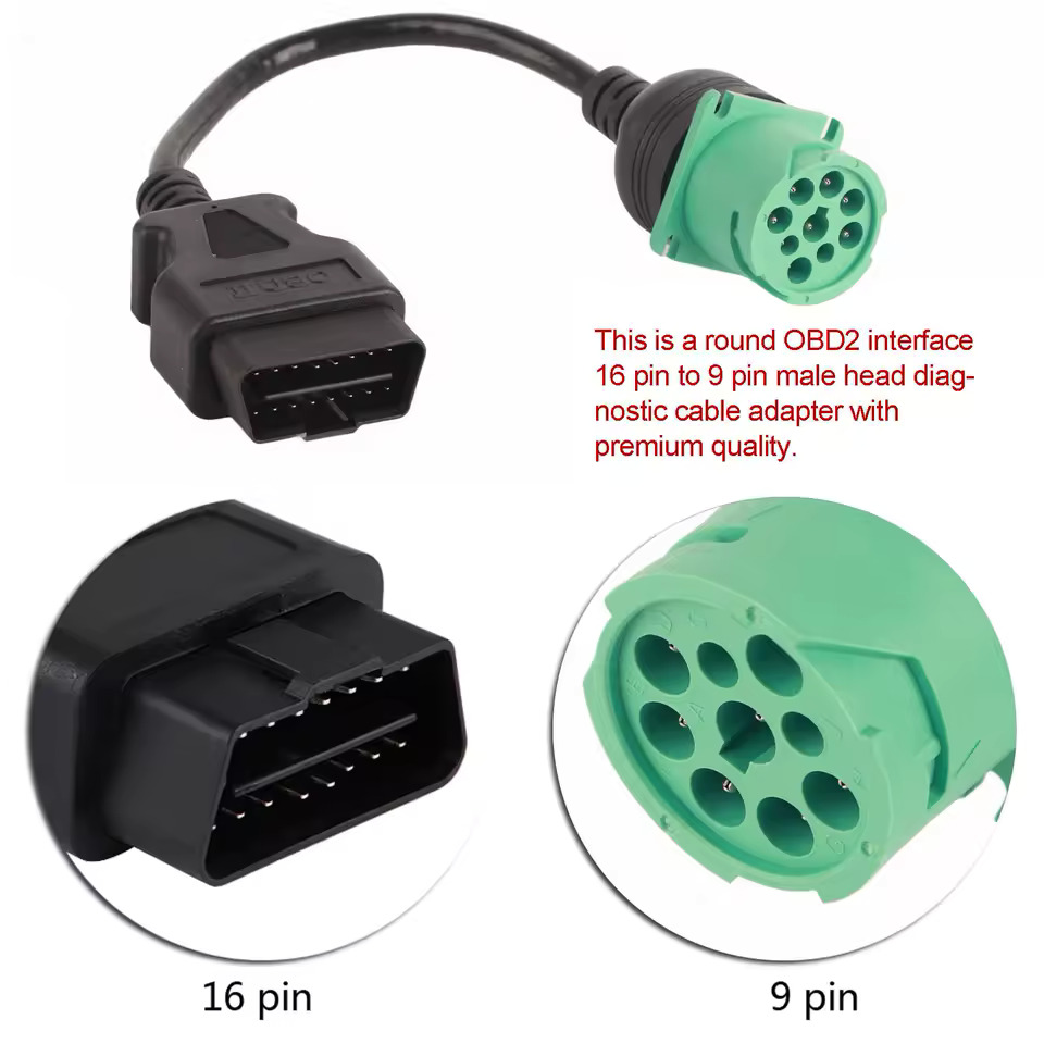 Cable type guide showing where to find 9-pin and 16-pin ports on your vehicle